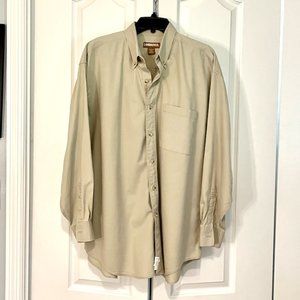 EUC LANDROVER  tan button down long sleeve cotton shirt, size large